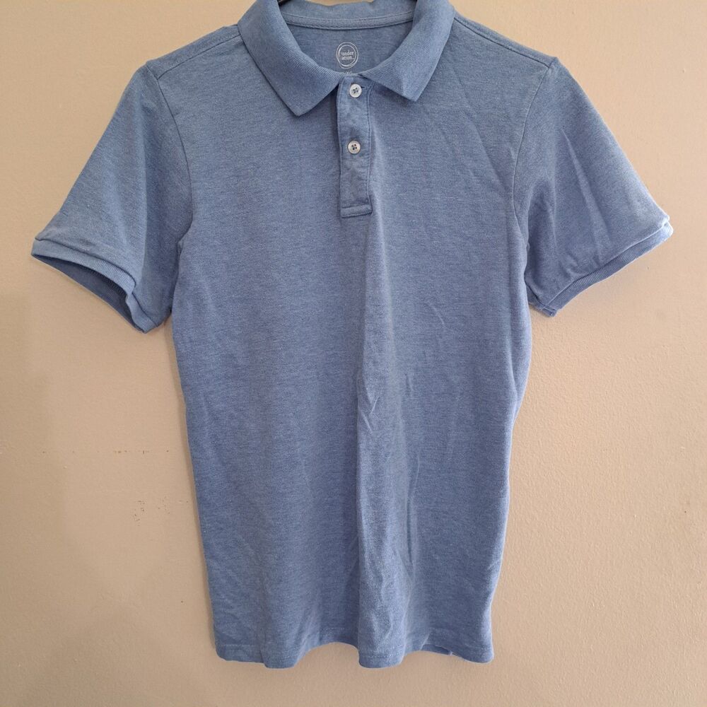 WONDER NATION Boys Youth Blue Short Sleeve Polo Shirt XL 14/16 Basic Collar